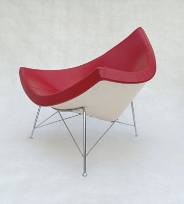 Mid-Century Coconut Lounge Chair in Dark Red Leather by George Nelson for Vitra-RFT-1764422