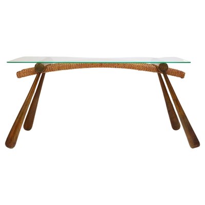 Mid-Century Coffee Occasional Side Table in Maple & Rope by Max Kment, Austria, 1950s-MWV-1706243