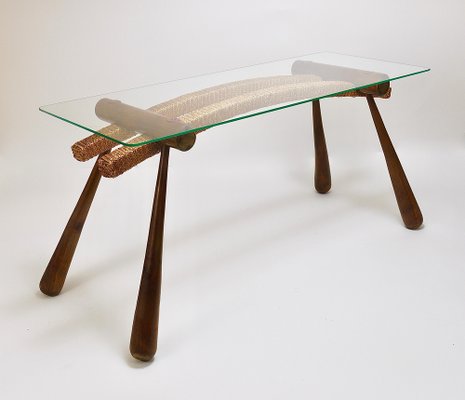 Mid-Century Coffee Occasional Side Table in Maple & Rope by Max Kment, Austria, 1950s-MWV-1706243