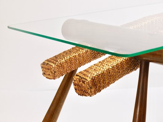 Mid-Century Coffee Occasional Side Table in Maple & Rope by Max Kment, Austria, 1950s-MWV-1706243