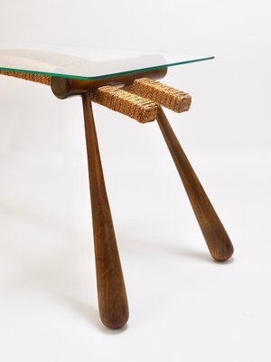 Mid-Century Coffee Occasional Side Table in Maple & Rope by Max Kment, Austria, 1950s-MWV-1706243