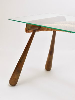 Mid-Century Coffee Occasional Side Table in Maple & Rope by Max Kment, Austria, 1950s-MWV-1706243