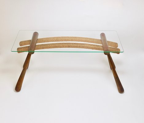 Mid-Century Coffee Occasional Side Table in Maple & Rope by Max Kment, Austria, 1950s-MWV-1706243