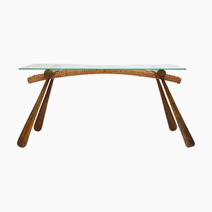 Mid-Century Coffee Occasional Side Table in Maple & Rope by Max Kment, Austria, 1950s-MWV-1706243