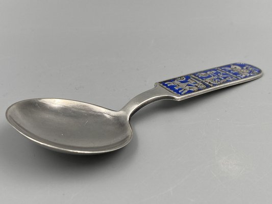 Mid-Century Collectors Spoon in Sterling Silver with Enamel Work by David Anderson, Norway-CZ-1794559