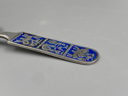 Mid-Century Collectors Spoon in Sterling Silver with Enamel Work by David Anderson, Norway-CZ-1794559