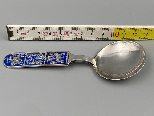 Mid-Century Collectors Spoon in Sterling Silver with Enamel Work by David Anderson, Norway-CZ-1794559