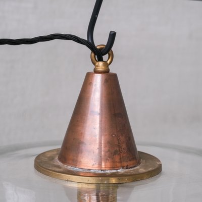 Mid-Century Conical Clear Glass & Copper Pendant Light-JRP-1756056