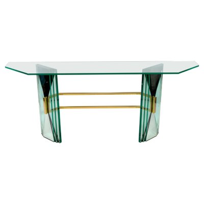 Mid-Century Console Table with Brass Support Attributed to Fontana Arte-MBH-1032333