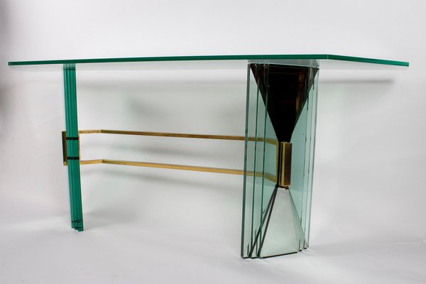 Mid-Century Console Table with Brass Support Attributed to Fontana Arte-MBH-1032333