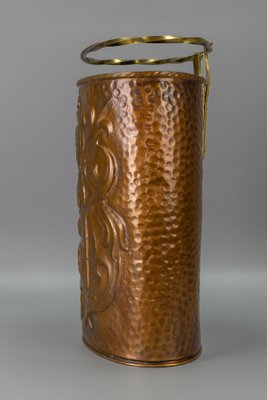 Mid-Century Copper and Brass Umbrella Stand with Knight and Coat of Arms-KEG-1253759