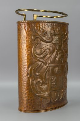 Mid-Century Copper and Brass Umbrella Stand with Knight and Coat of Arms-KEG-1253759