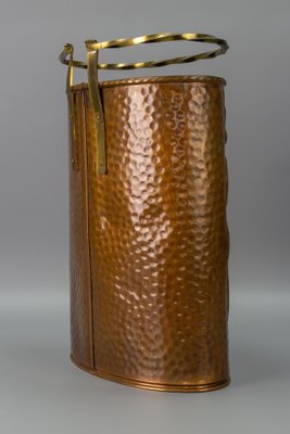 Mid-Century Copper and Brass Umbrella Stand with Knight and Coat of Arms-KEG-1253759