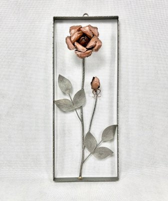 Mid-Century Copper Wall Decoration with Rose, Czech, 1950s-ZCY-1751860