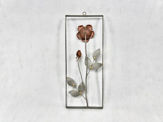 Mid-Century Copper Wall Decoration with Rose, Czech, 1950s-ZCY-1751860