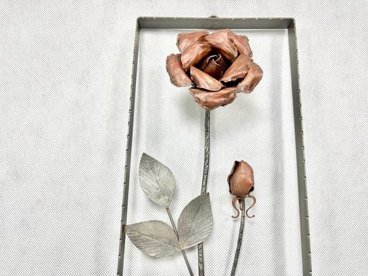 Mid-Century Copper Wall Decoration with Rose, Czech, 1950s-ZCY-1751860