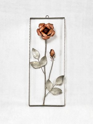 Mid-Century Copper Wall Decoration with Rose, Czech, 1950s-ZCY-1751860