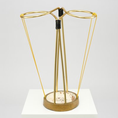 Mid-Century Cord-Wrapped Umbrella Stand in Brass & Iron, 1950s-QBR-1072418