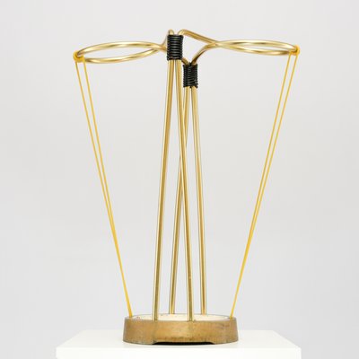 Mid-Century Cord-Wrapped Umbrella Stand in Brass & Iron, 1950s-QBR-1072418