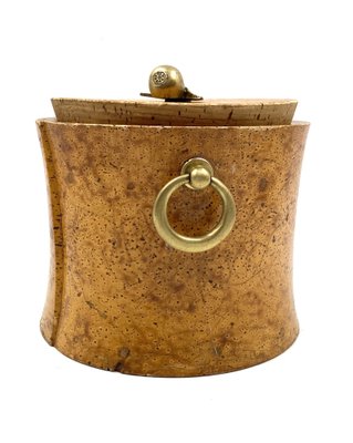 Mid-Century Cork and Brass Box, France, 1950s-TXN-1820085