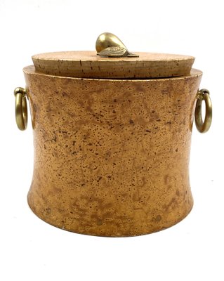 Mid-Century Cork and Brass Box, France, 1950s-TXN-1820085