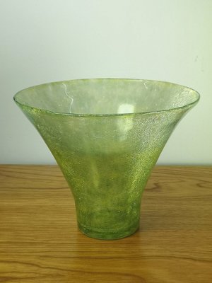 Mid-Century Cracked Veil Green Glass Vase, 1960s-UWE-1780029