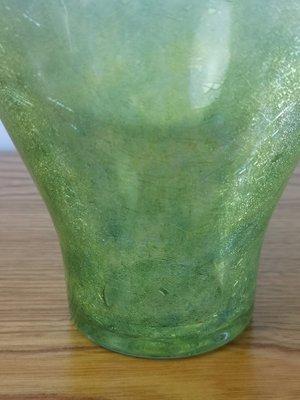 Mid-Century Cracked Veil Green Glass Vase, 1960s-UWE-1780029