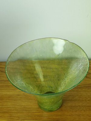 Mid-Century Cracked Veil Green Glass Vase, 1960s-UWE-1780029