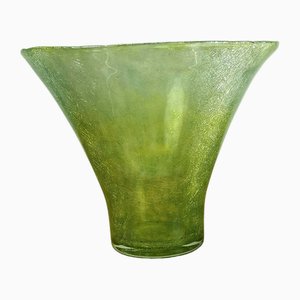 Mid-Century Cracked Veil Green Glass Vase, 1960s-UWE-1780029