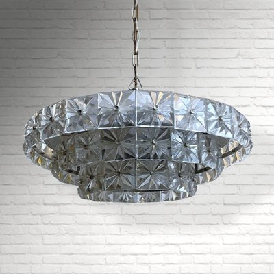 Mid-Century Crystal Ceiling Light attributed to Eriksmåla, Sweden, 1960s-LIV-1787984