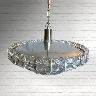 Mid-Century Crystal Ceiling Light attributed to Eriksmåla, Sweden, 1960s-LIV-1787984