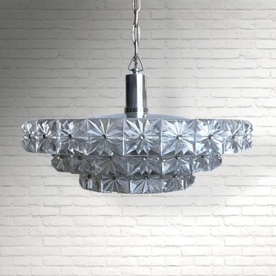 Mid-Century Crystal Ceiling Light attributed to Eriksmåla, Sweden, 1960s-LIV-1787984