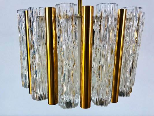 Mid-Century Crystal Ice Glass Round Chandelier from Kaiser Leuchten, 1960s-PUK-617906