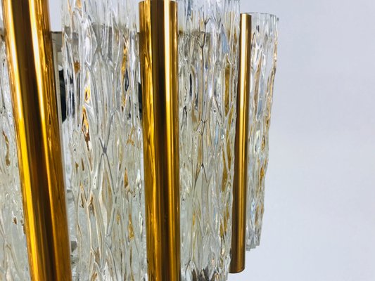 Mid-Century Crystal Ice Glass Round Chandelier from Kaiser Leuchten, 1960s-PUK-617906