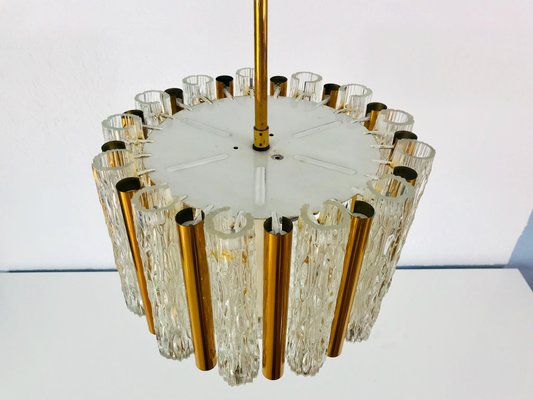 Mid-Century Crystal Ice Glass Round Chandelier from Kaiser Leuchten, 1960s-PUK-617906