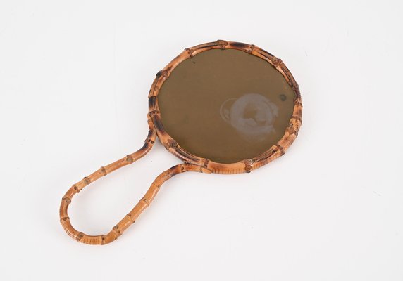 Mid-Century Curved Rattan Hand or Wall Mirror, 1960s-JDR-1764119