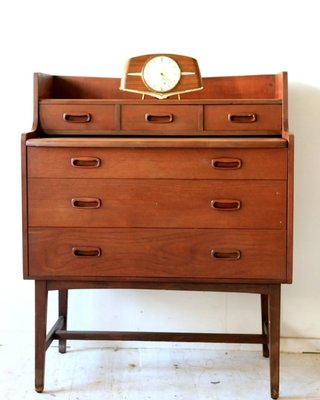 Mid-Century Curvy Dressing Table in Teak with Pull Out Mirror-OXJ-1389845