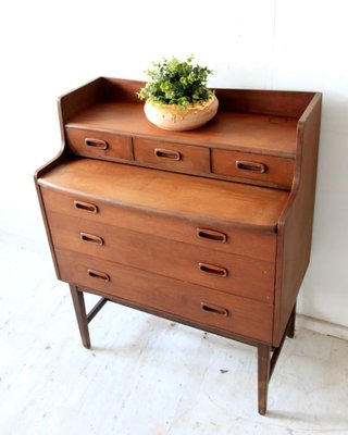 Mid-Century Curvy Dressing Table in Teak with Pull Out Mirror-OXJ-1389845