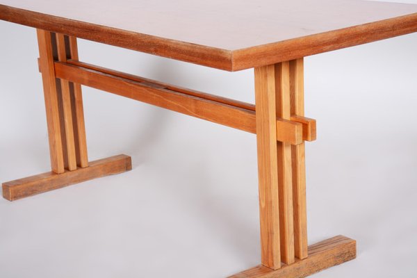 Mid-Century Czech Rectangular Oak and Beech Table, 1960s-WHY-1016701