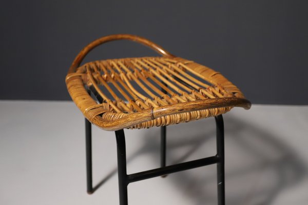 Mid-Century Czechoslovakian Rattan Stool by Alan Fuchs, 1960s-HXT-2035807