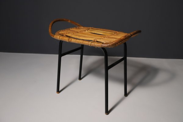 Mid-Century Czechoslovakian Rattan Stool by Alan Fuchs, 1960s-HXT-2035807