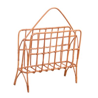 Mid-Century Czechoslovakian Wicker Magazine Rack, 1960s-HXT-1776141