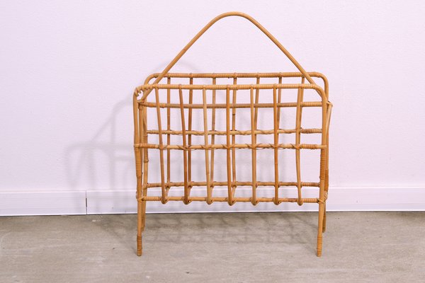 Mid-Century Czechoslovakian Wicker Magazine Rack, 1960s-HXT-1776141