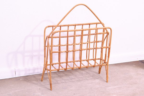 Mid-Century Czechoslovakian Wicker Magazine Rack, 1960s-HXT-1776141