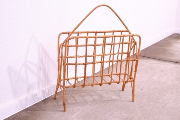 Mid-Century Czechoslovakian Wicker Magazine Rack, 1960s-HXT-1776141