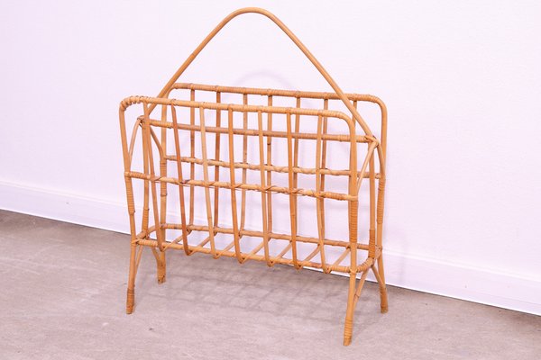 Mid-Century Czechoslovakian Wicker Magazine Rack, 1960s-HXT-1776141