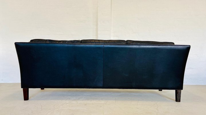 Mid-Century Danish Black Leather Sofa attributed to Mogens Hansen for Mogens Hansen, 1960-UAY-2031614