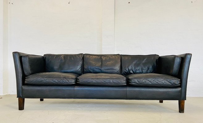 Mid-Century Danish Black Leather Sofa attributed to Mogens Hansen for Mogens Hansen, 1960-UAY-2031614