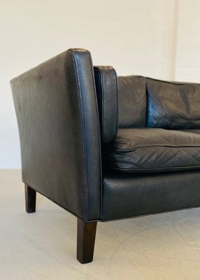 Mid-Century Danish Black Leather Sofa attributed to Mogens Hansen for Mogens Hansen, 1960-UAY-2031614