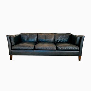 Mid-Century Danish Black Leather Sofa attributed to Mogens Hansen for Mogens Hansen, 1960-UAY-2031614